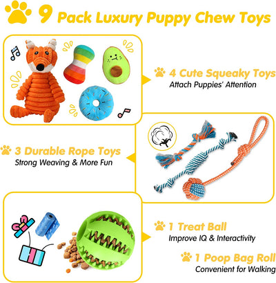 Luxury Puppy Toys for Teething Small Dogs, Puppy Chew Toys with Cute Squeaky Toys