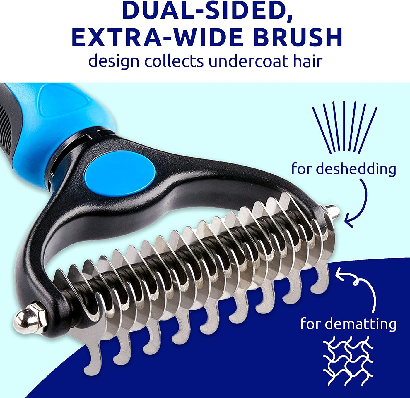 Pet Deshedding Brush - Double-Sided Undercoat Rake for Dogs